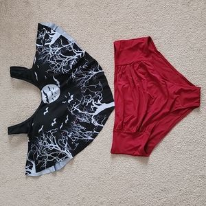 Flounce Top Bat Tankini Swimsuit